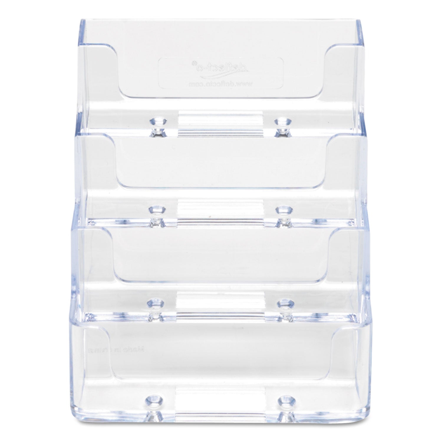 Deflecto Business Card Holder - 3.8" Height x 3.9" Width x 3.5" Depth - Acrylic - Clear - 1 Each