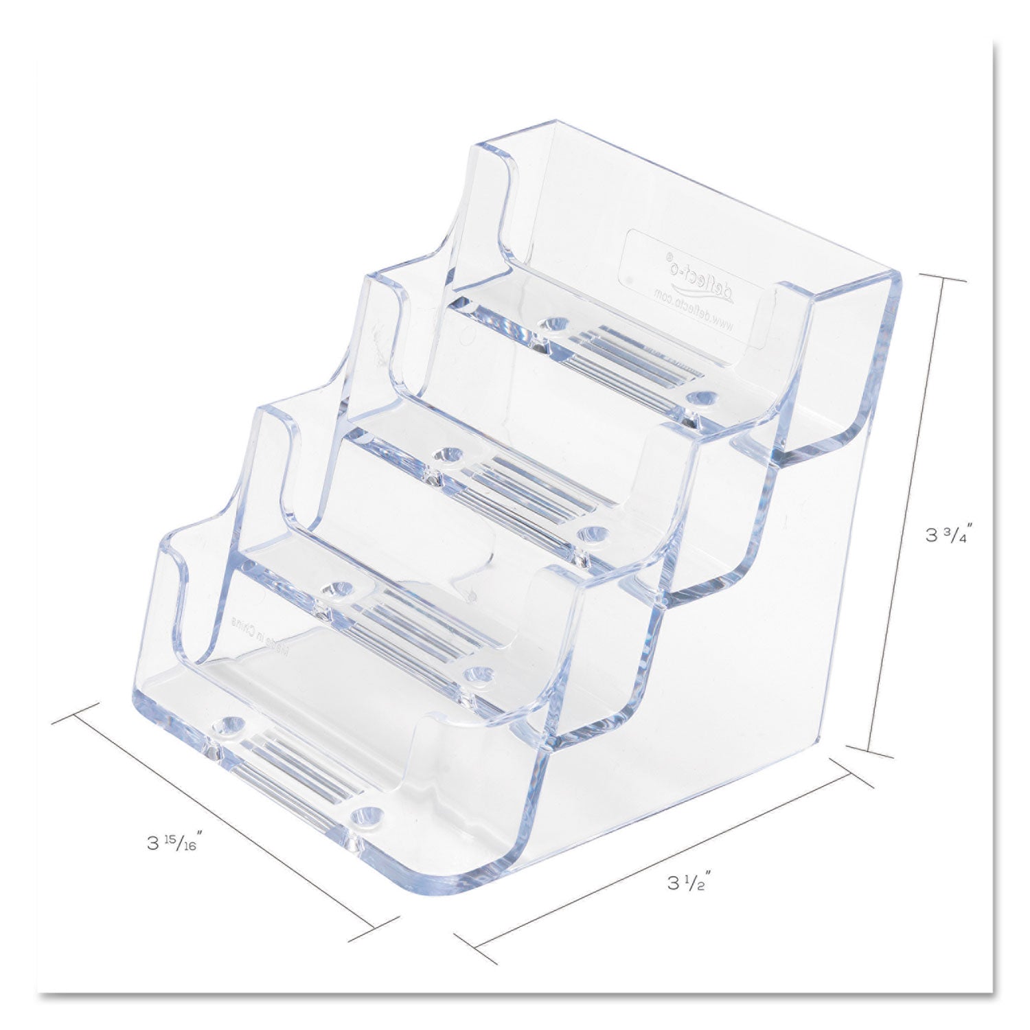 Deflecto Business Card Holder - 3.8" Height x 3.9" Width x 3.5" Depth - Acrylic - Clear - 1 Each