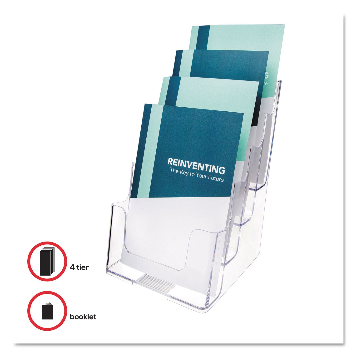 Deflecto Multi-Compartment DocuHolder - 4 Compartment(s) - 4 Tier(s) - 10" Height x 4.88" Width x 6.13" Depth - Desktop - Compact, Booklet Size - Clear - Plastic - 1 Each