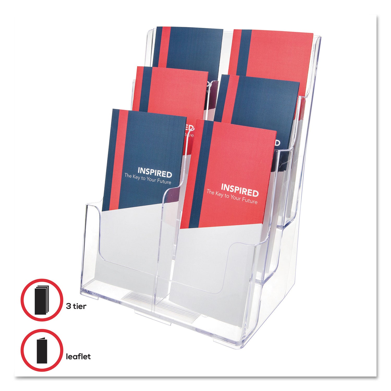 Deflecto Multi-Compartment DocuHolder - 6 Pocket(s) - 3 Tier(s) - 13.75" Height x 9" Width x 7.50" Depth - Desktop - Leaflet Size - Clear - Plastic - 1 Each