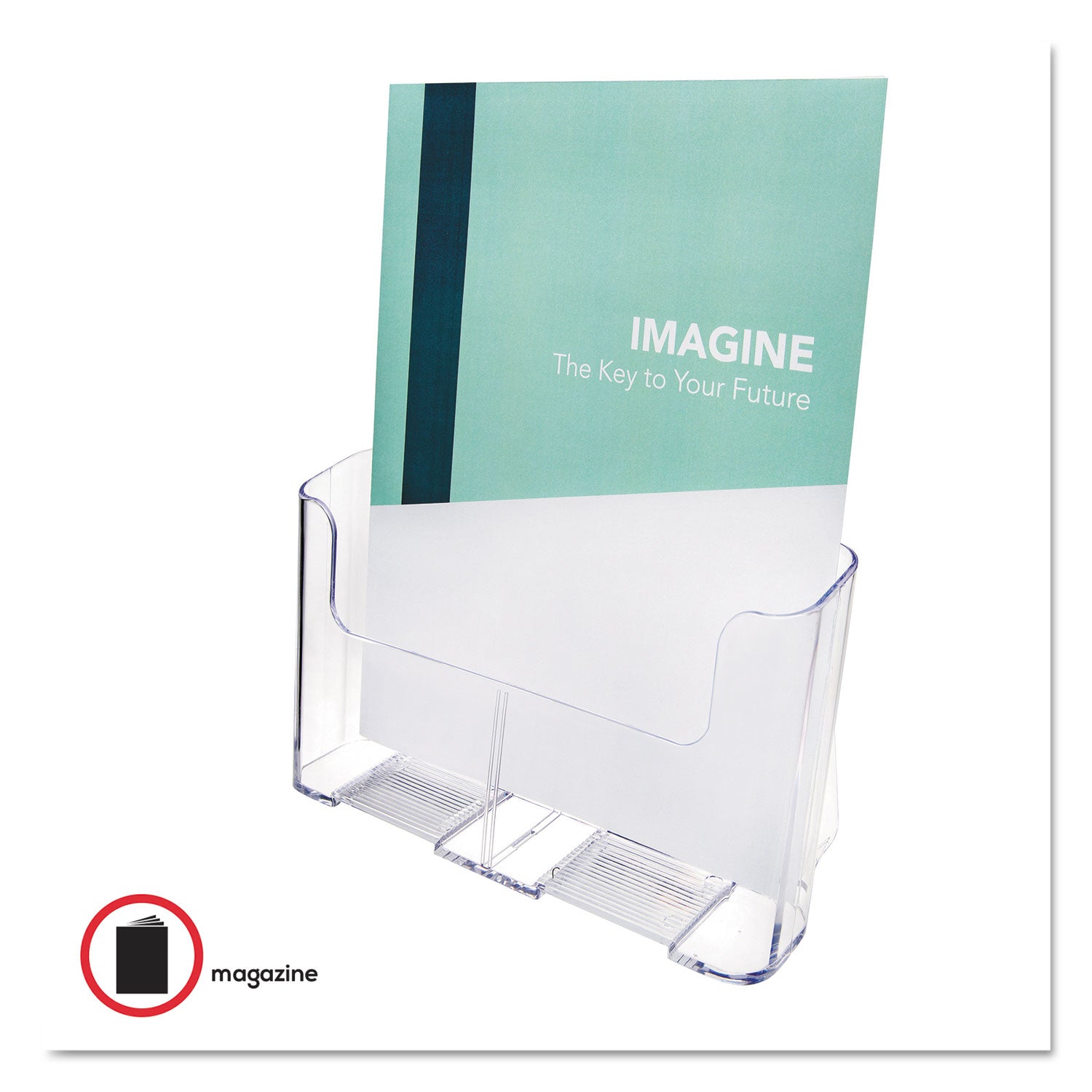 Deflecto Single Compartment DocuHolder - 1 Pocket(s) - 10.75" Height x 9.25" Width x 3.75" Depth - Desktop - Magazine Size - Clear - Plastic - 1 Each