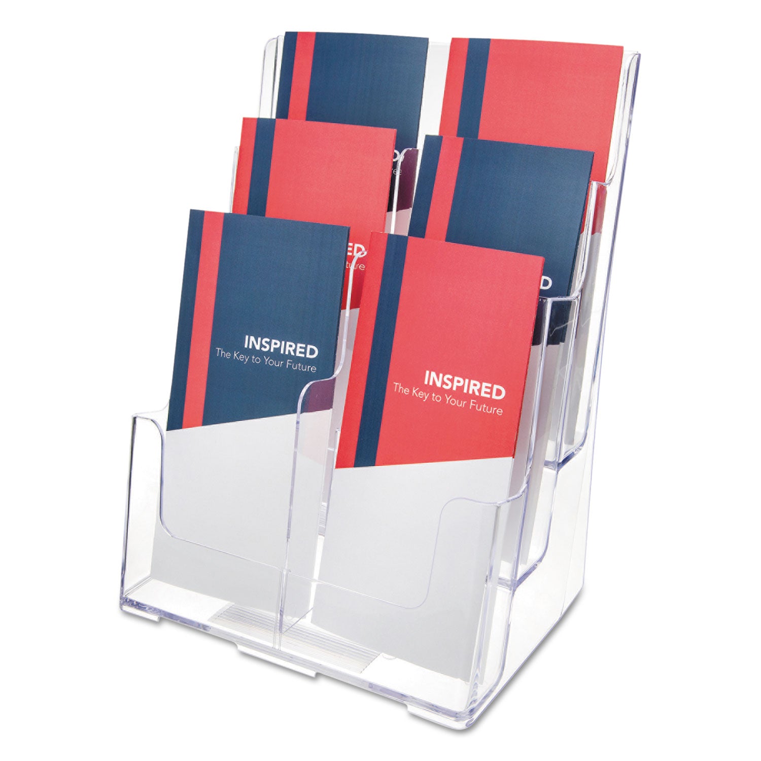 Deflecto Multi-Compartment DocuHolder - 6 Pocket(s) - 3 Tier(s) - 13.75" Height x 9" Width x 7.50" Depth - Desktop - Leaflet Size - Clear - Plastic - 1 Each