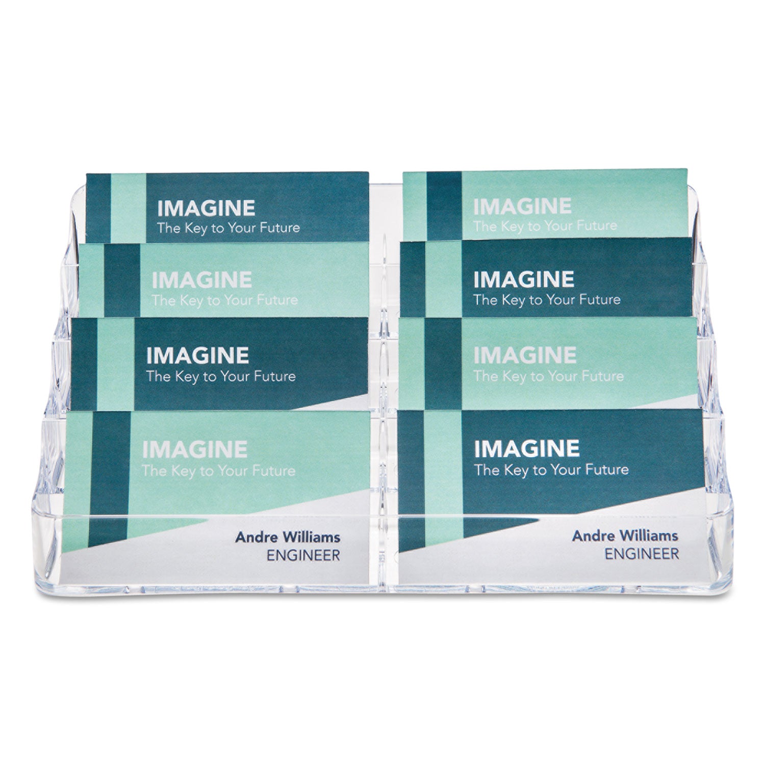 Deflecto Business Card Holder - 0.4" Height x 7.9" Width x 3.5" Depth - Acrylic - Clear - 1 Each