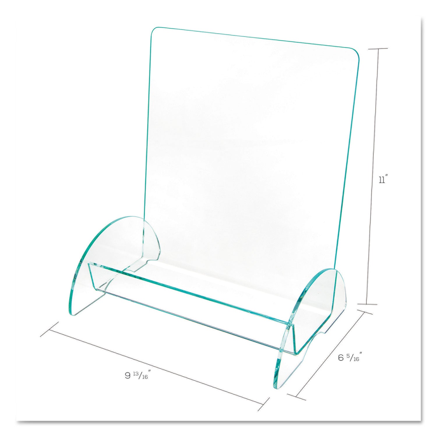 Support 9.25" x 3.25" Media - 11" Height x 9.8" Width x 6.3" Depth - Acrylic - Clear, Green Tint - Durable, Lightweight - 1 Each