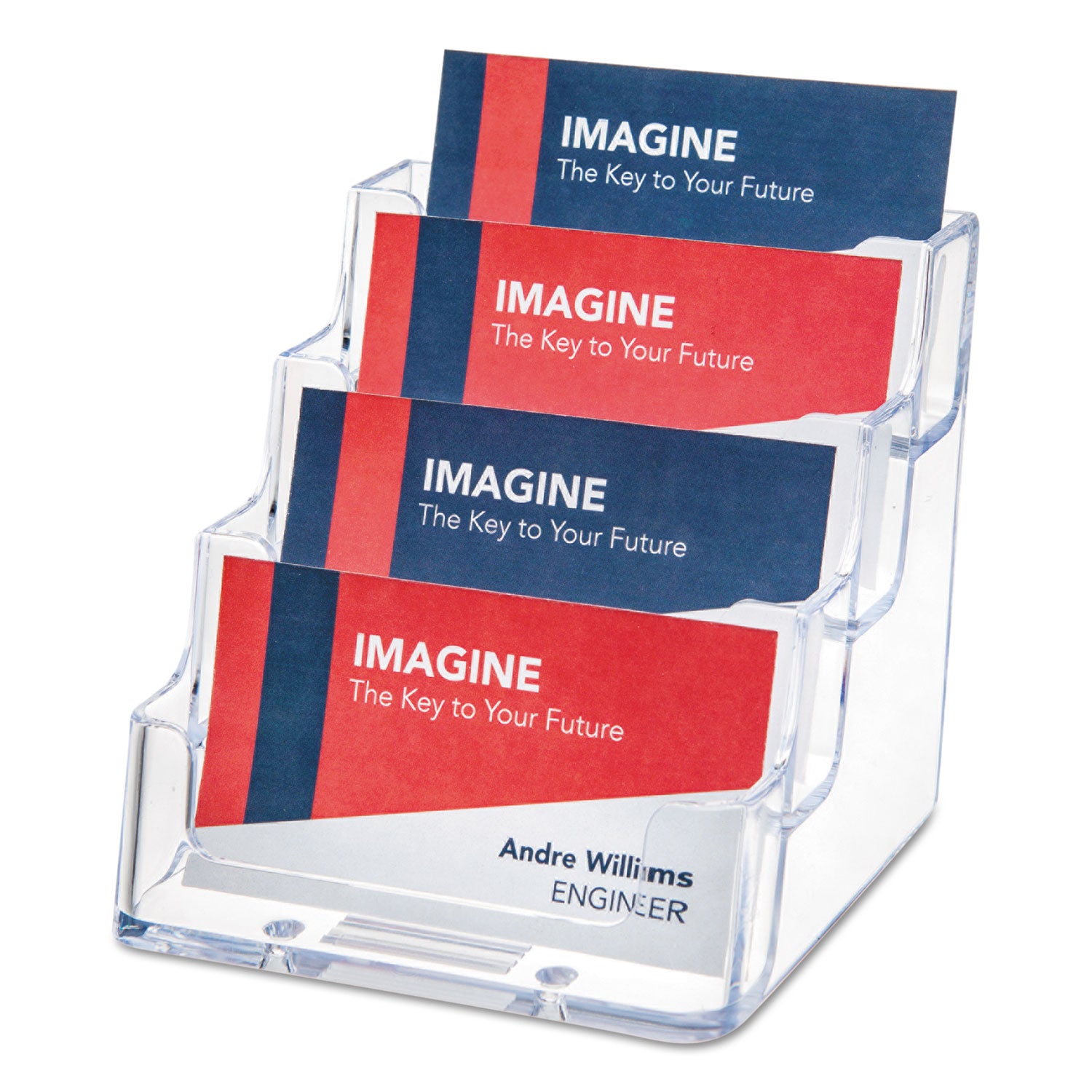 Deflecto Business Card Holder - 3.8" Height x 3.9" Width x 3.5" Depth - Acrylic - Clear - 1 Each