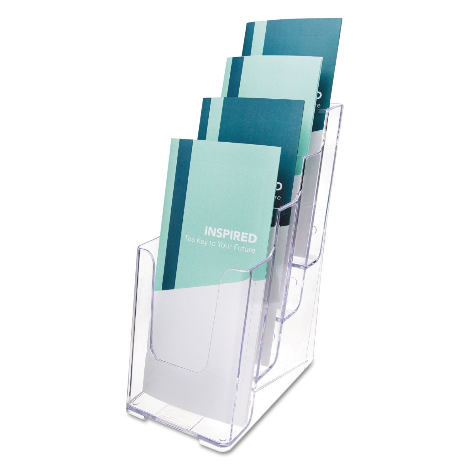 Deflecto Multi-Compartment DocuHolder - 4 Pocket(s) - 4 Tier(s) - 10" Height x 4.87" Width x 8" Depth - Desktop - Leaflet Size - Clear - Plastic - 1 Each