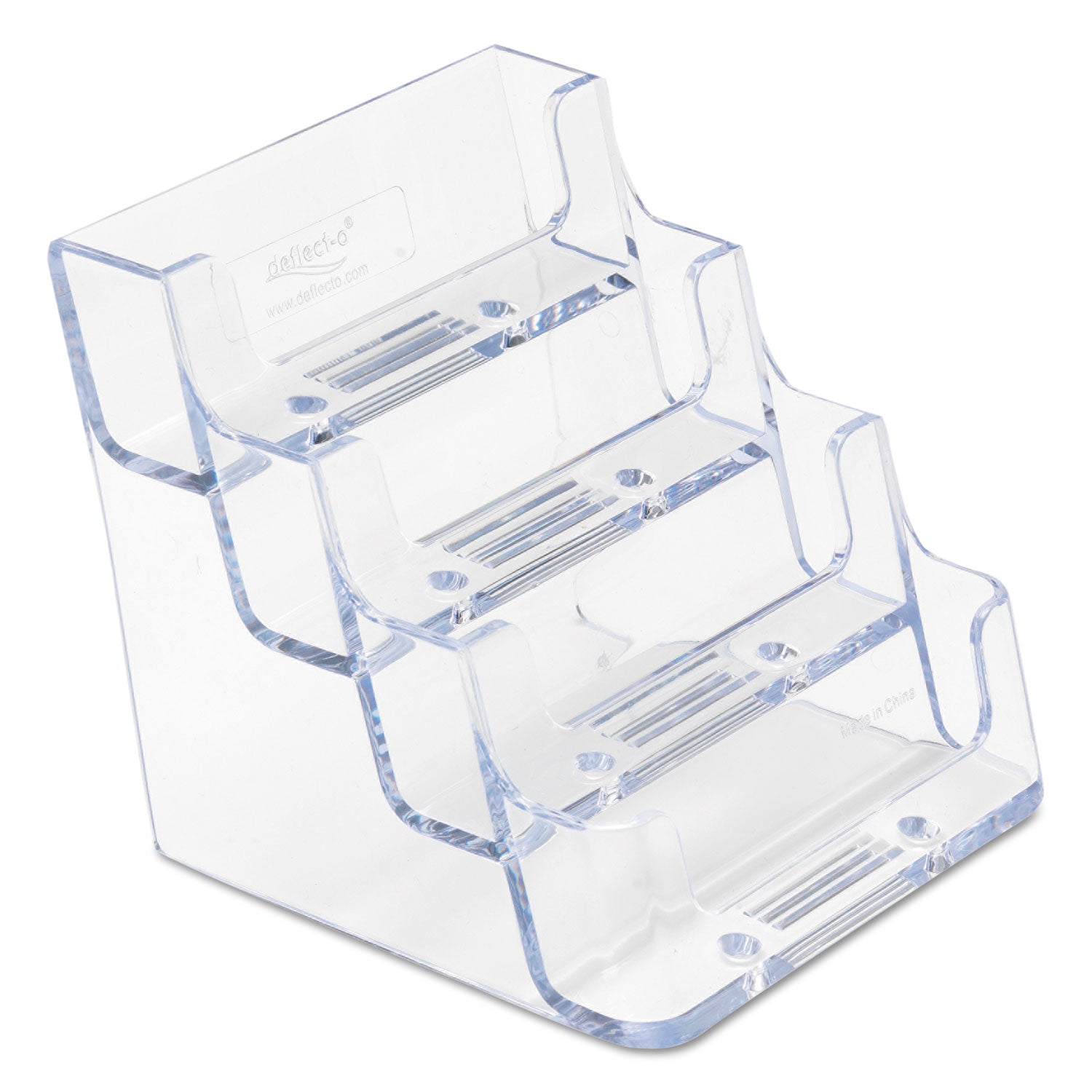 Deflecto Business Card Holder - 3.8" Height x 3.9" Width x 3.5" Depth - Acrylic - Clear - 1 Each
