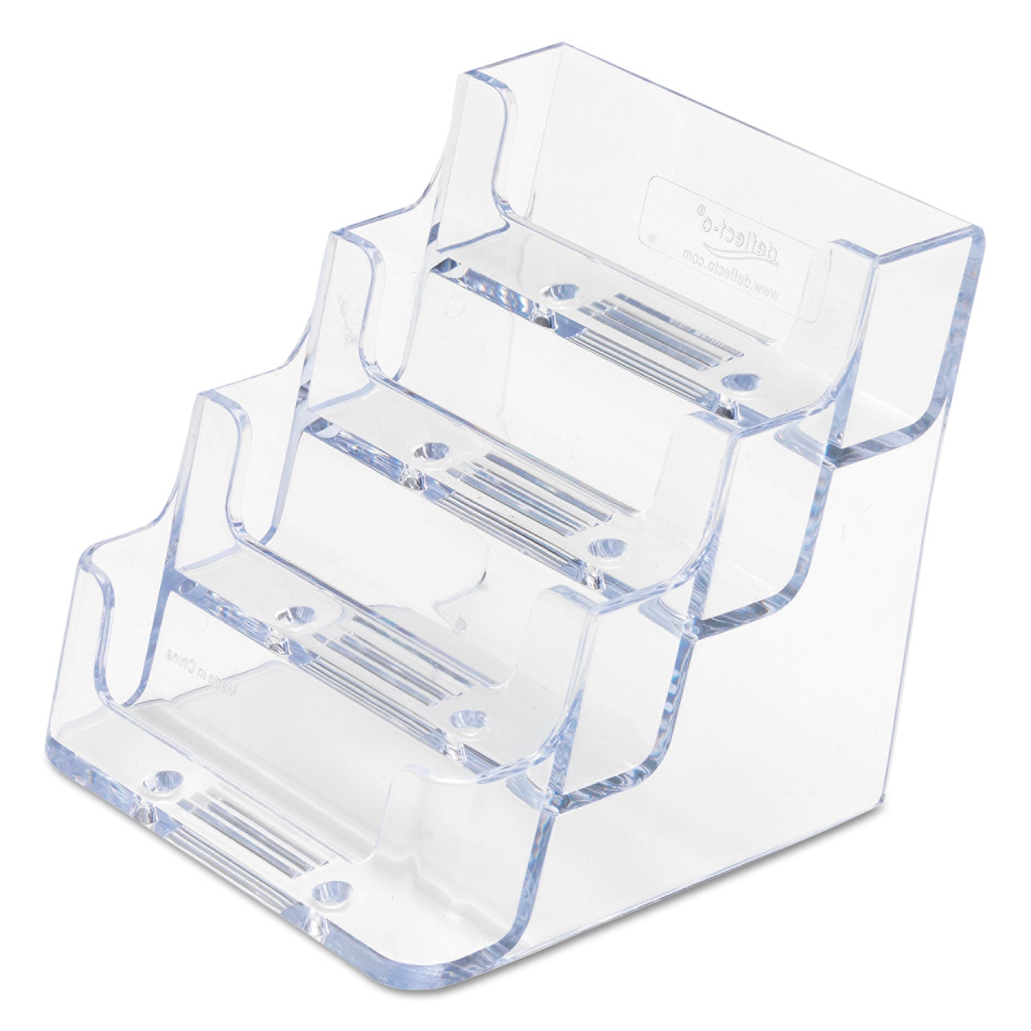 Deflecto Business Card Holder - 3.8" Height x 3.9" Width x 3.5" Depth - Acrylic - Clear - 1 Each
