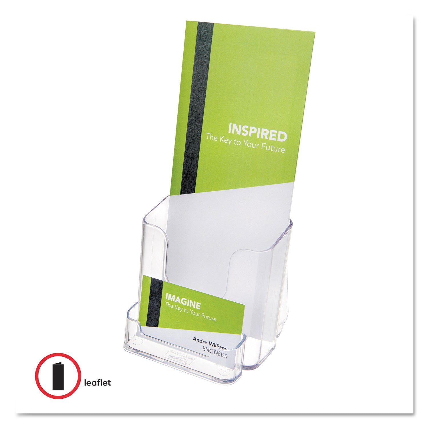2 Compartment(s) - 7.75" Height x 4.37" Width x 4.12" Depth - Desktop - Leaflet Size - Clear - Plastic - 1 Each