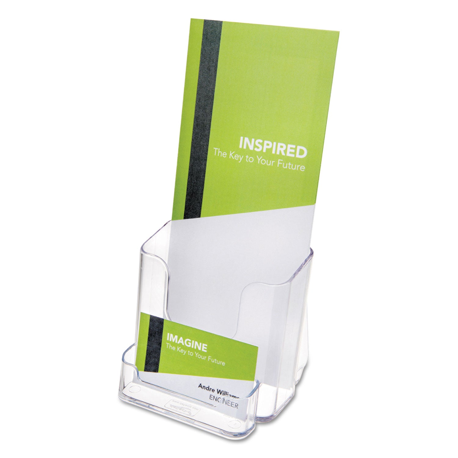 2 Compartment(s) - 7.75" Height x 4.37" Width x 4.12" Depth - Desktop - Leaflet Size - Clear - Plastic - 1 Each