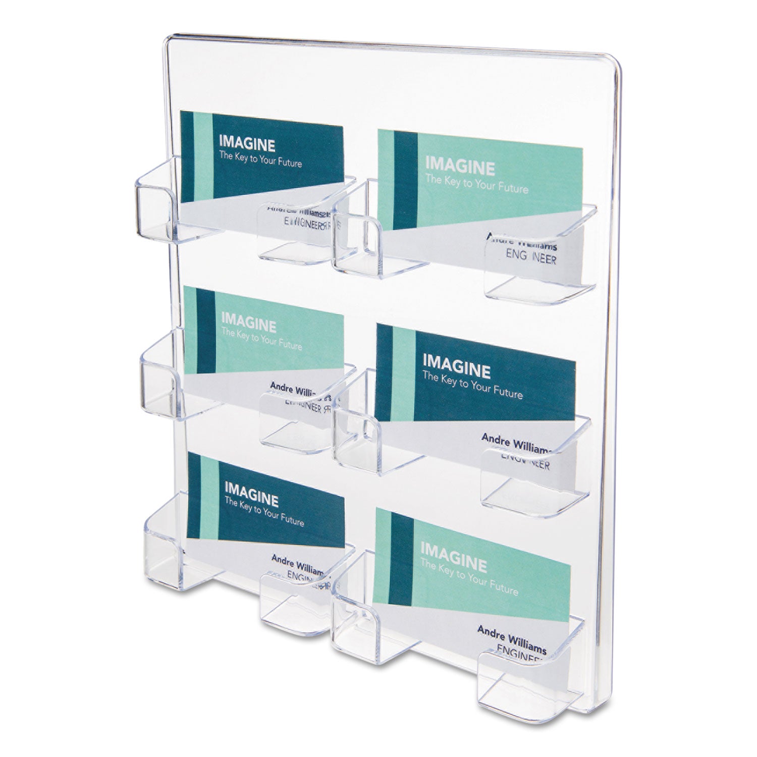 Deflecto Business Card Holder - 9.8" Height x 8.5" Width x 1.8" Depth - Acrylic - Clear - 1 Each