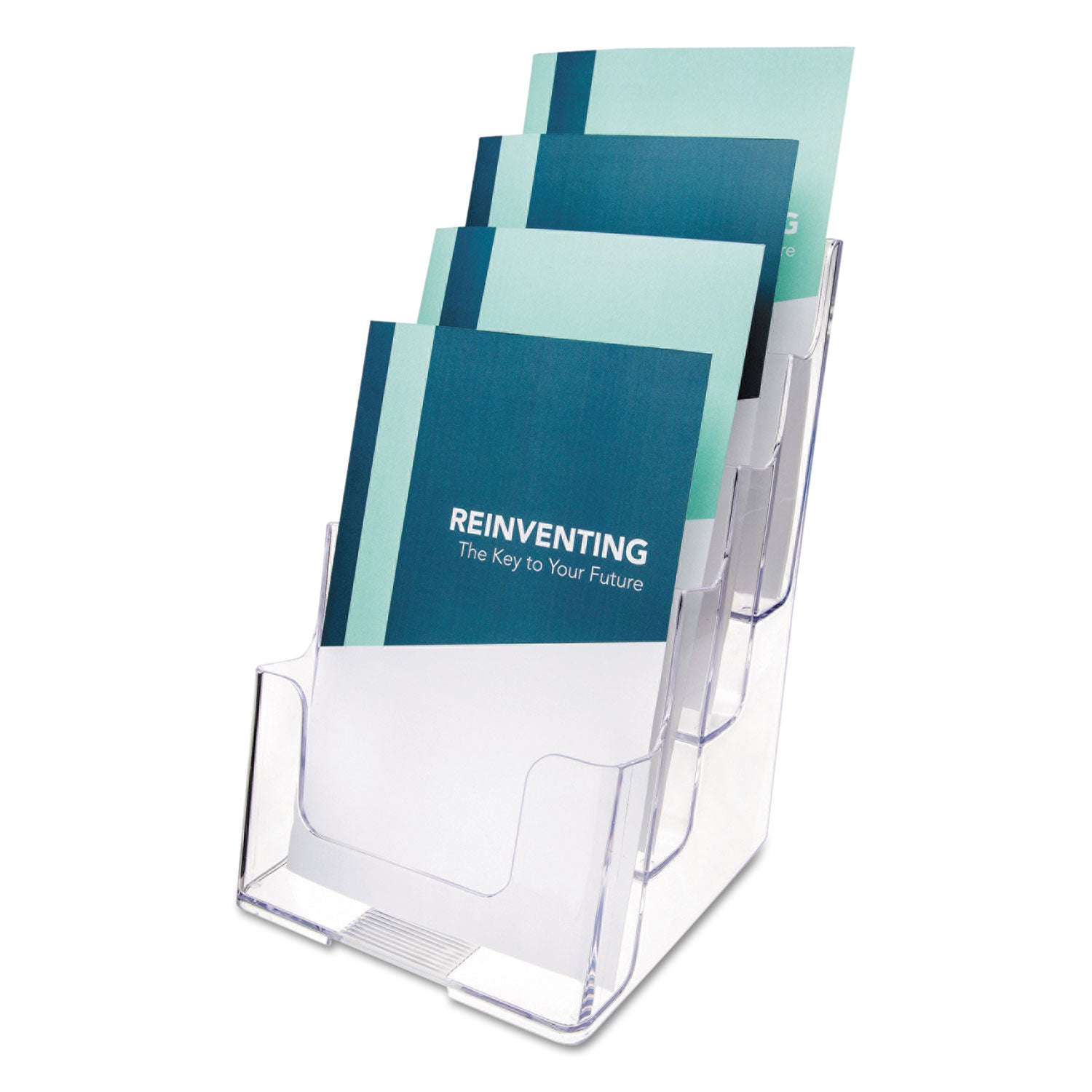 Deflecto Multi-Compartment DocuHolder - 4 Compartment(s) - 4 Tier(s) - 10" Height x 4.88" Width x 6.13" Depth - Desktop - Compact, Booklet Size - Clear - Plastic - 1 Each