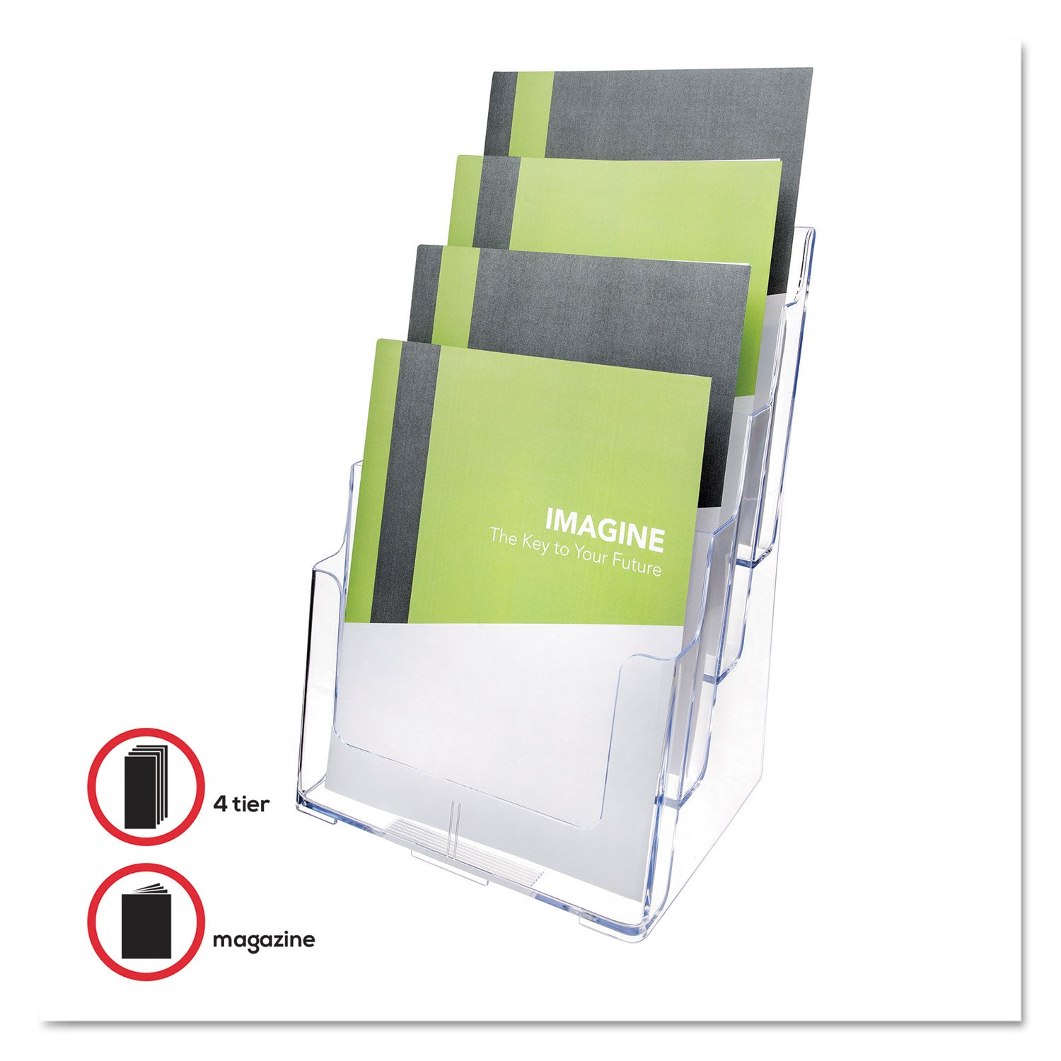 Deflecto Multi-Compartment DocuHolder - 920 x Sheet - 4 Compartment(s) - Compartment Size : 1.57" - 13.50" Height x 9.25" Width x 7" Depth - Desktop - Clear - Polystyrene - 1 Each