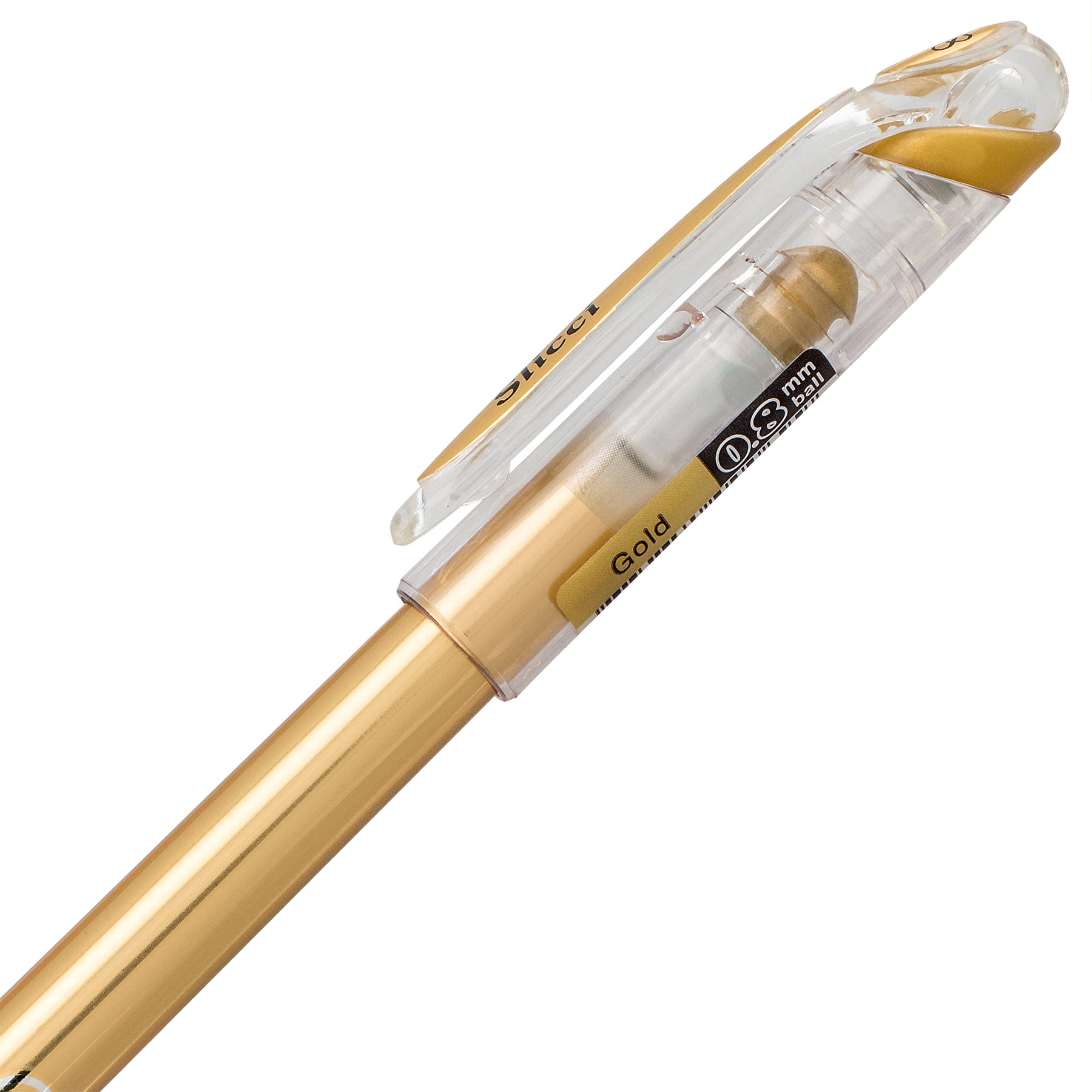 Slicci METALLIC (0.8mm) Needle Tip Med Gel Pen, Gold Metallic Ink, Pack of 12