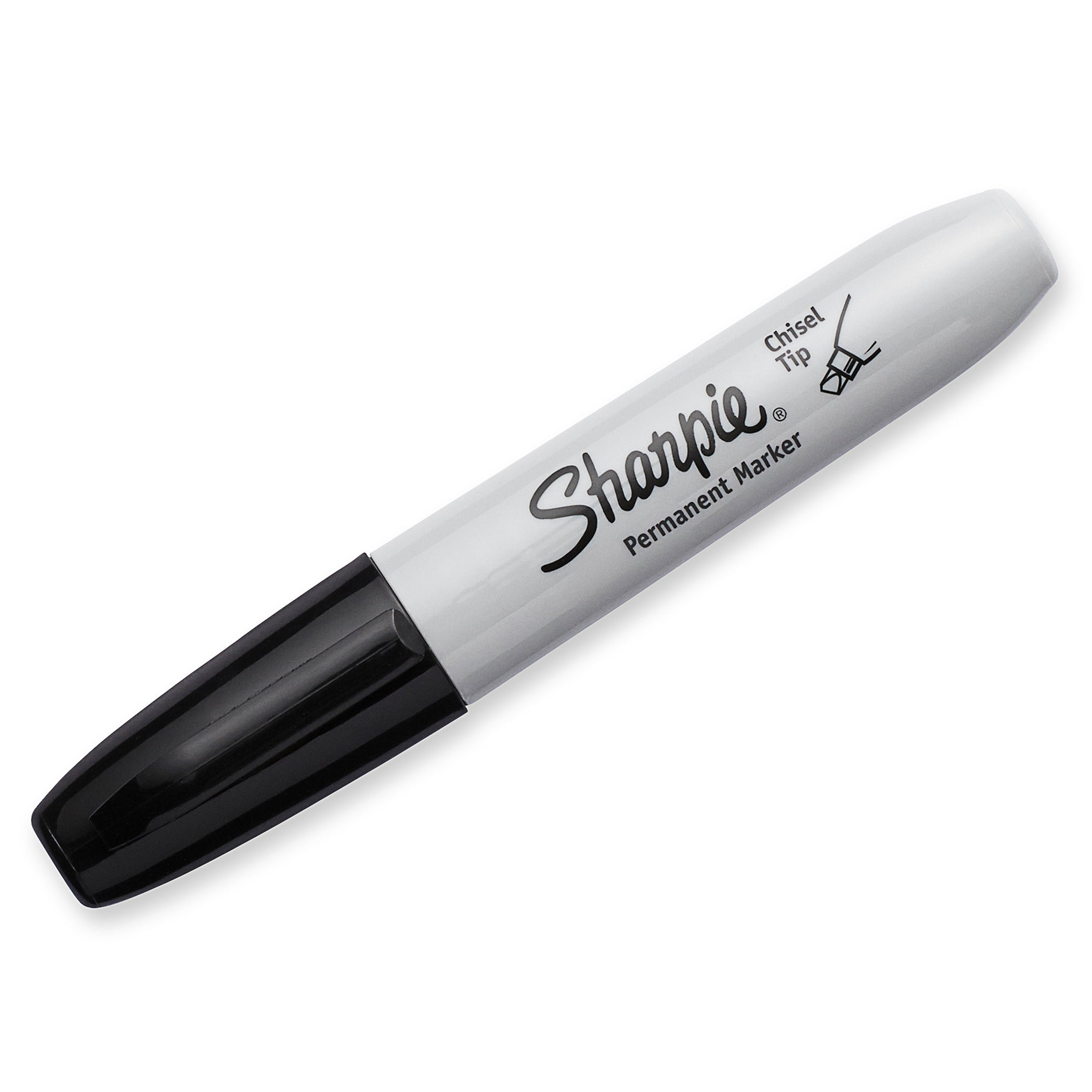 Permanent Markers, Chisel Tip, Black, Pack of 4