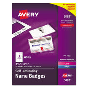Self-Laminating Laser/Inkjet Printer Badges, 2.25 x 3.5, White, 30/Box
