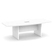OfficeSource  Boat Shaped Conference Table with Slab Base - 95" - White