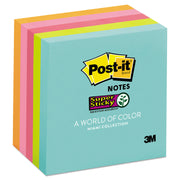 Post-it Super Sticky Notes, Supernova Neons Color Collection, 3" x 3", Square, 90 Sheets per Pad, Aqua Splash/Acid Lime/Guava/Tropical Pink/Iris Infusion, 1 Pack