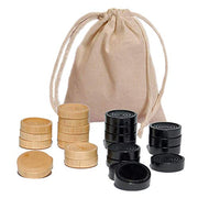 Backgammon  &  Checker  Accessories Wood - 24 Checker Pieces In Cloth Bag, Black/Natural, Piece size:2"