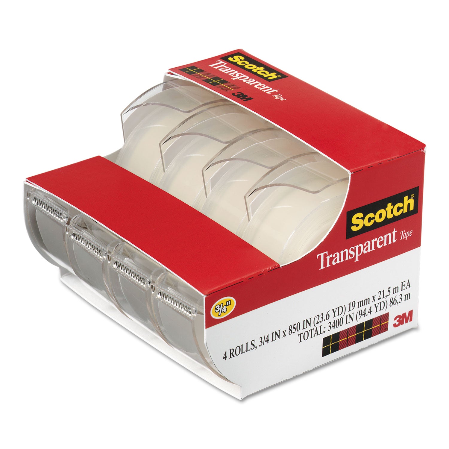 23.61 yd Length x 0.75" Width - 1" Core - Clear - Dispenser Included - Handheld Dispenser - Stain Resistant, Moisture Resistant, Long Lasting - For Sealing, Label Protection, Wrapping, Mending - 1 Pack