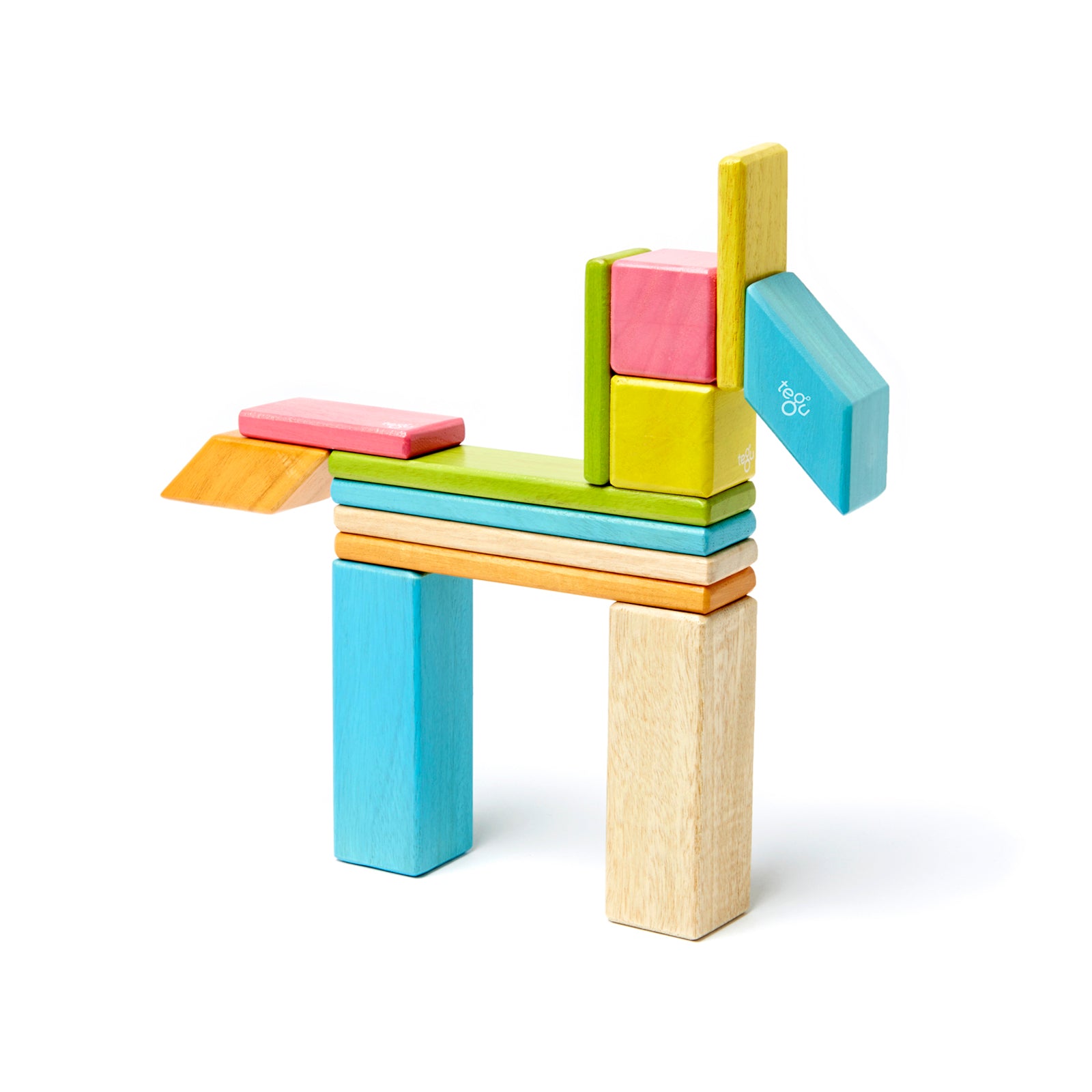 Magnetic Wooden Blocks, Tints, 14 Pieces