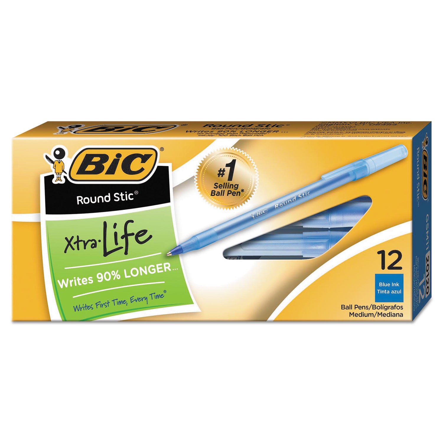Round Stic® Pen, Medium Point, Blue, Pack of 12