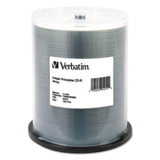 CD-R Printable Recordable Disc, 700 MB/80 min, 52x, Spindle, White, 100/Pack