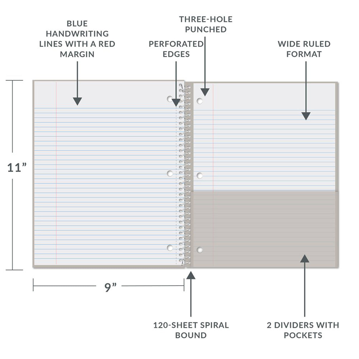 (2 EA) 3-SUBJECT NOTEBOOK 120CT YLW