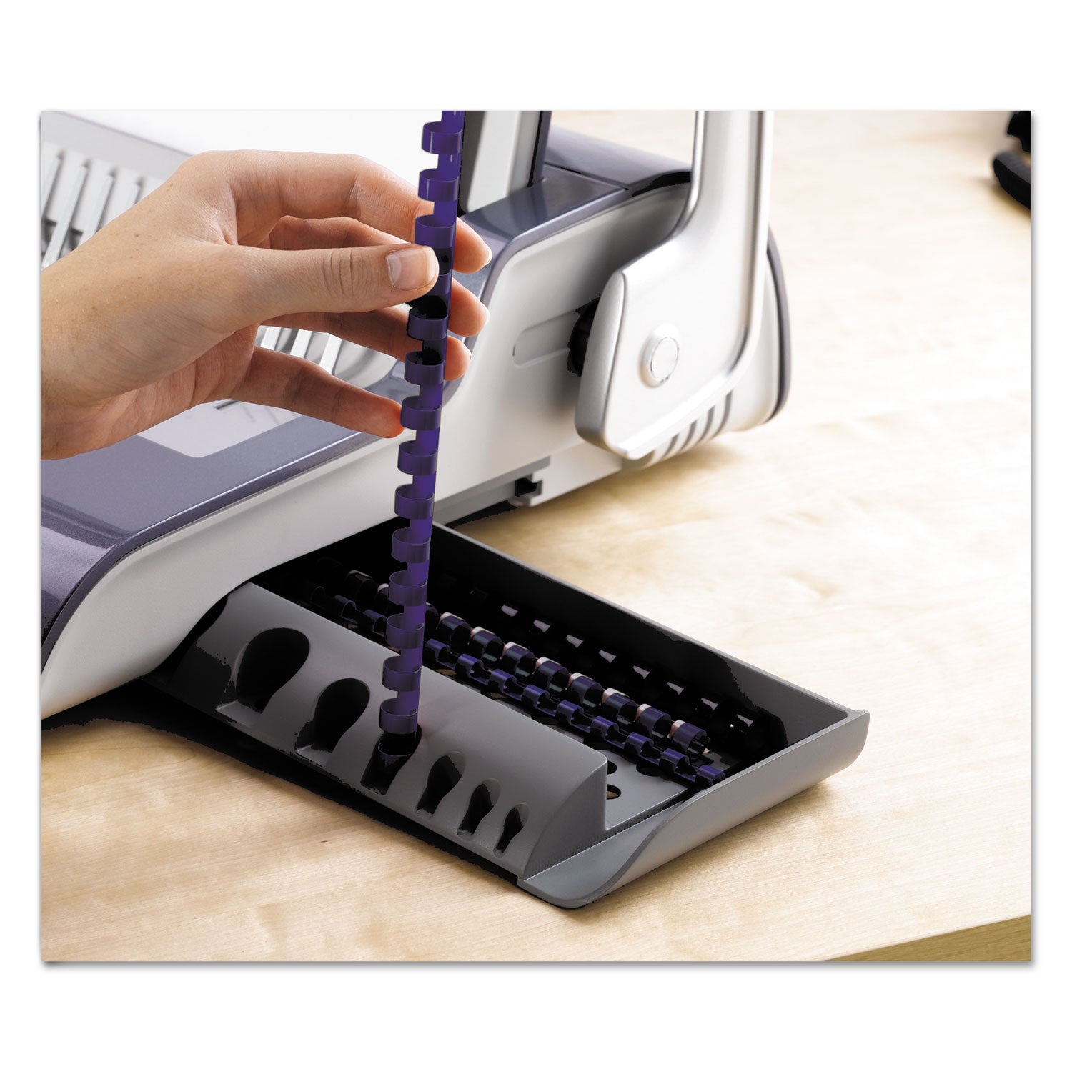 CombBind - 500 Sheet(s) Bind - 25 Punch - 5.1" Height x 18.1" Width x 15.4" Depth - Metallic Silver, Black