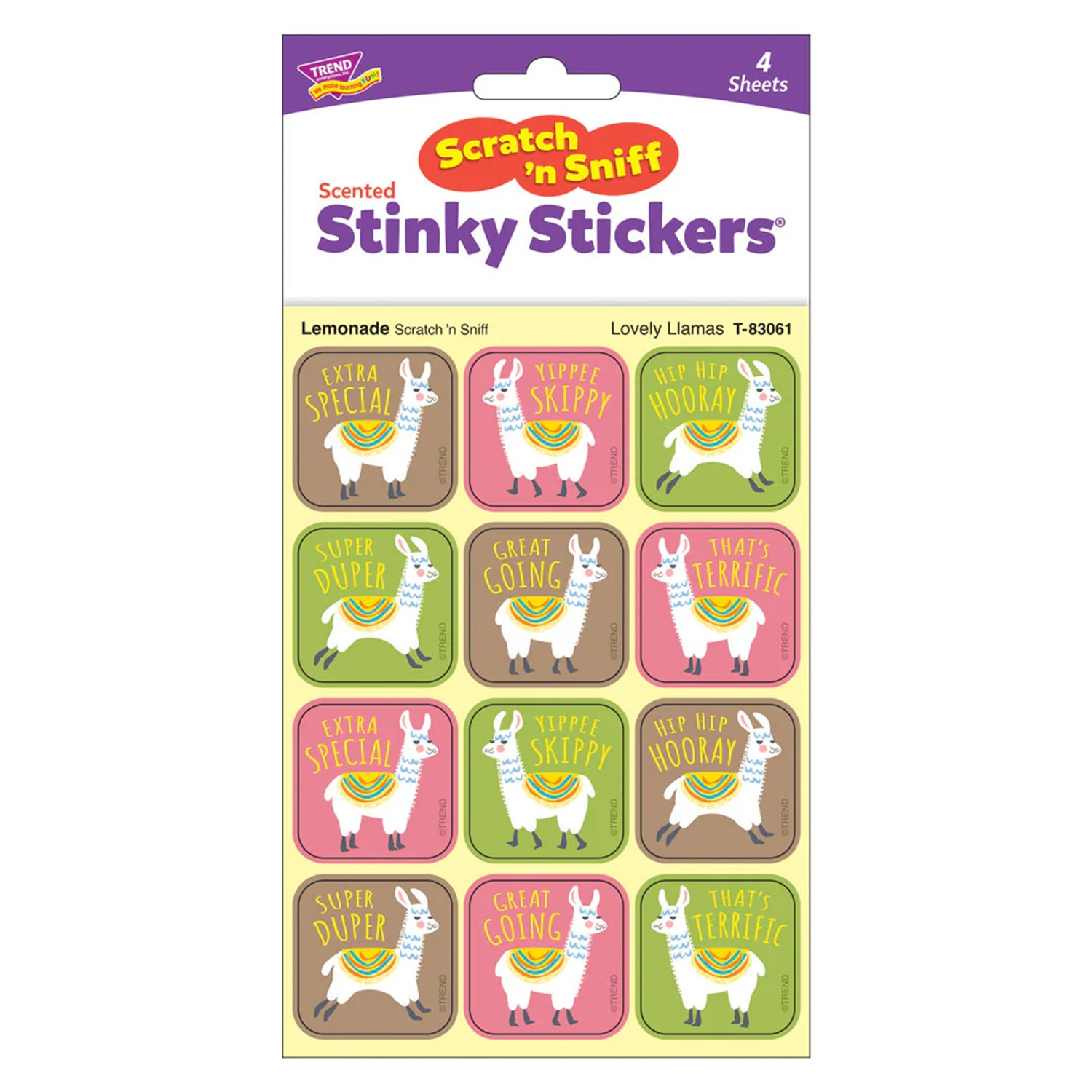 Lovely Llamas, Lemonade Scent Scratch 'n Sniff Stinky Stickers®, Pack of 48