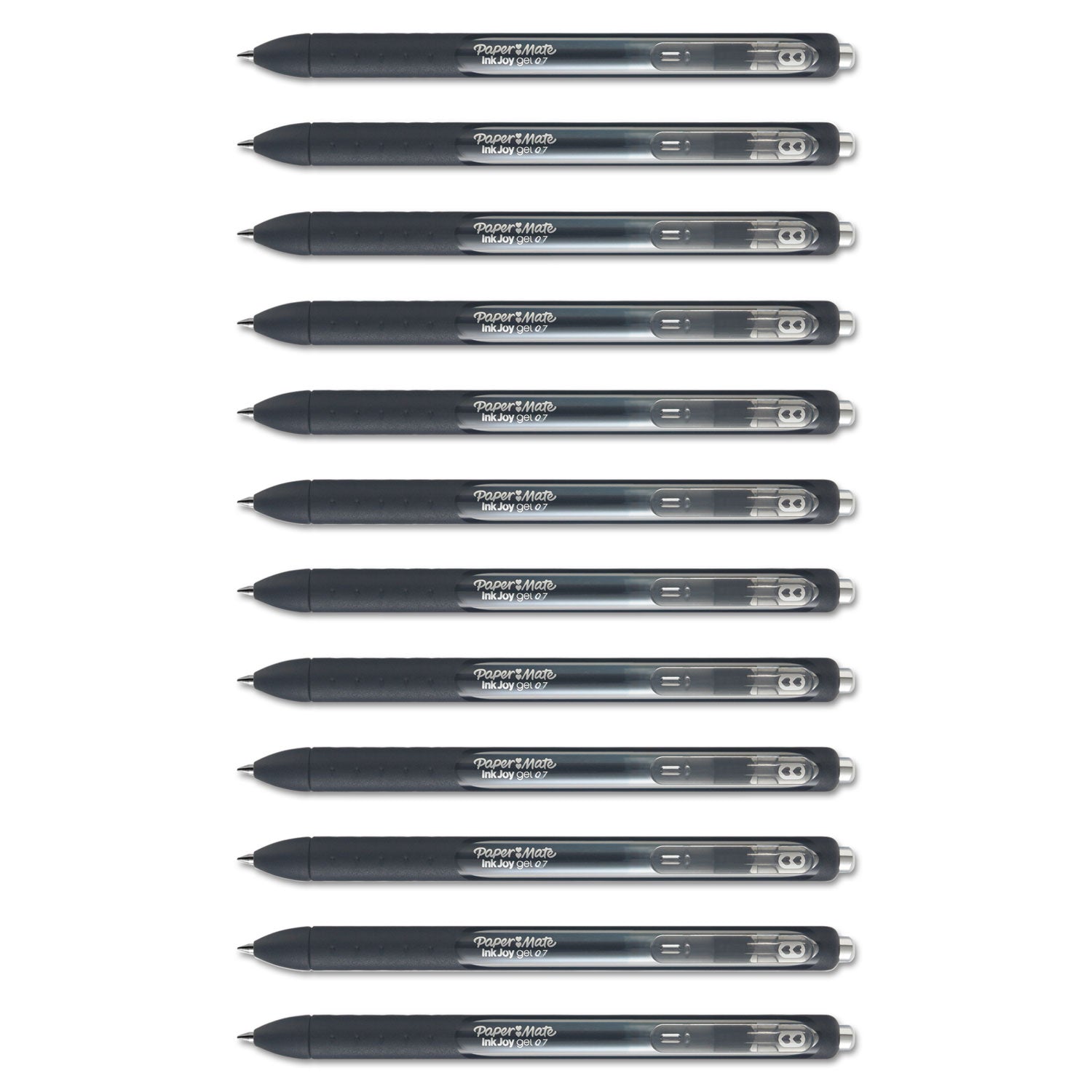 Paper Mate InkJoy Gel Pen - 0.7 mm Pen Point - Retractable - Black Ink - Gel-based - Black Barrel - 1 Dozen