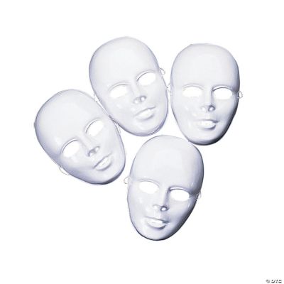 Diy Plastic White Full Masks - 12 Pieces