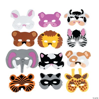 Child Size Foam Animal Masks - 12 Pieces