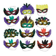 Mega Mardi Gras Feather Mask Asst - 50 Pieces