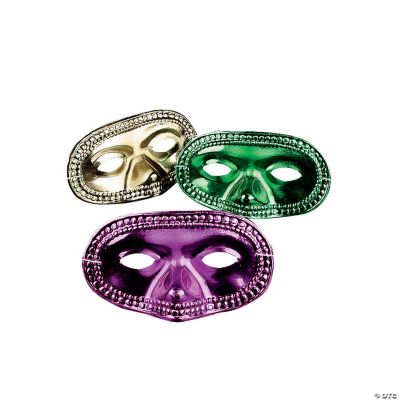 Mardi Gras Metallic Half Masks - 24 Pieces