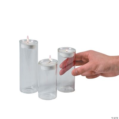 Glass Cylinder Tea Light Holders - 3 Pieces