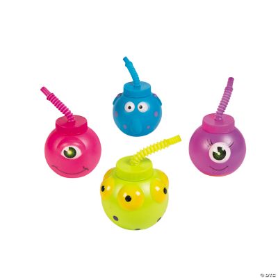 Molded Monster Cup With Straw - 12 Pieces