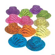 Neon Animal Print Gangster Hats - 12 Pieces