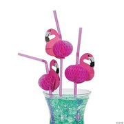 Tissue Flamingo Straws - 12 Pieces