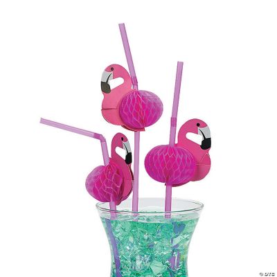 Tissue Flamingo Straws - 12 Pieces