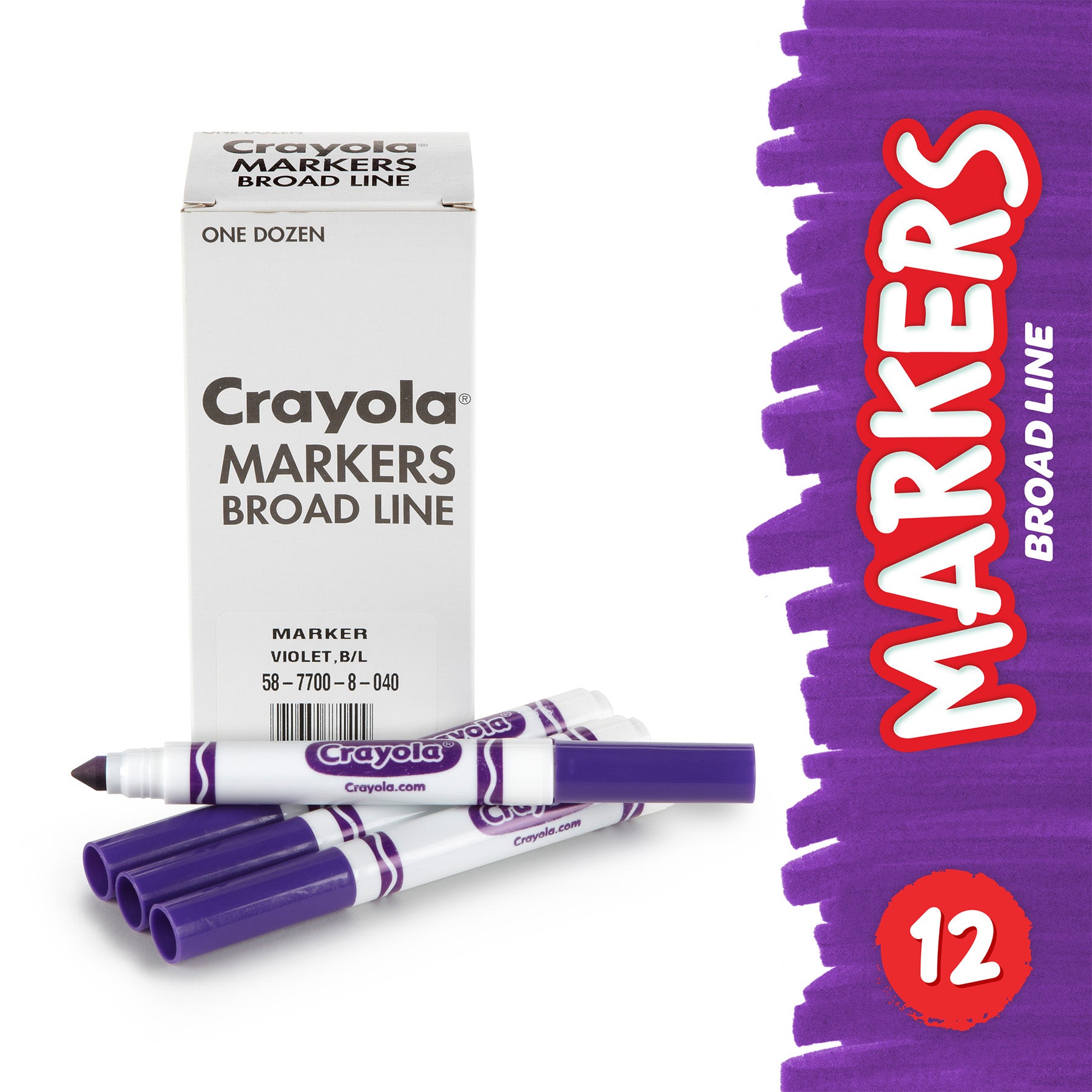 Bulk Markers, Conical Tip, Violet (Purple), 12 Count