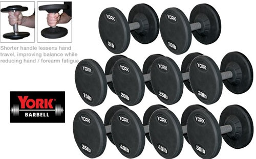 YORK 105 - 125 LB Rubber Pro Style Dumbbell Set (5 Pair)