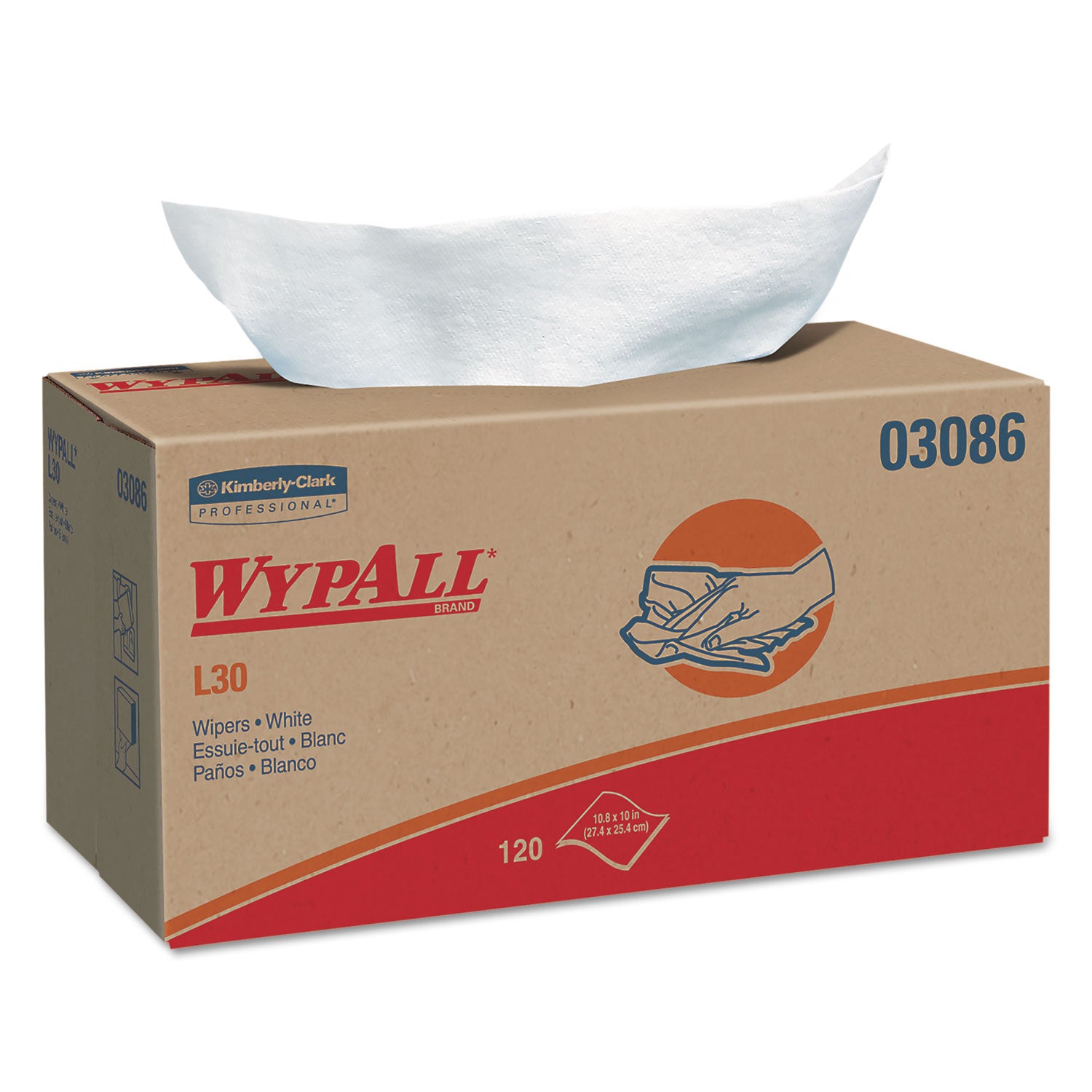 Wypall General Clean L30 Heavy Cleaning Towels - 10" Width x 9.80" Length - White - 120/Box - 1 Carton