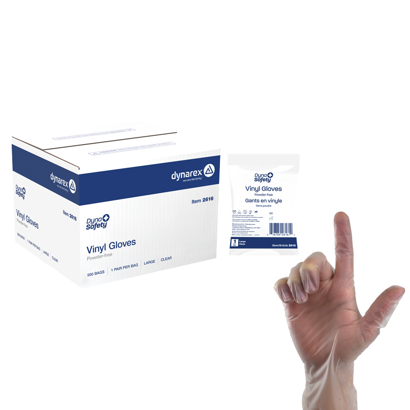 Vinyl Exam Gloves In A Bag, 1 pair per Bag/500 Bags per Case