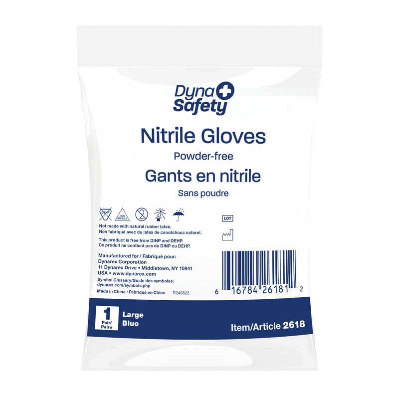 Nitrile Exam Gloves In A Bag, Large, 1 pair per Bag/500 Bags per Case