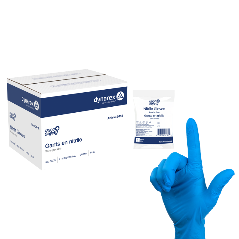 Nitrile Exam Gloves In A Bag, Large, 1 pair per Bag/500 Bags per Case