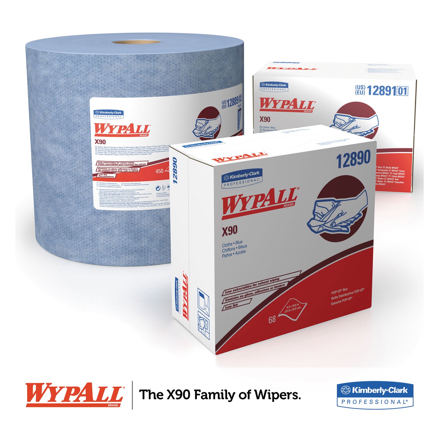 X90 Cloths, BRAG Box, 2-Ply, 11.1 x 16.8, Denim Blue, 136/Carton