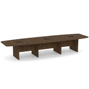 OfficeSource Laminate Expandable Boat Shaped Conference Table with Slab Base - 14' - Modern Walnut