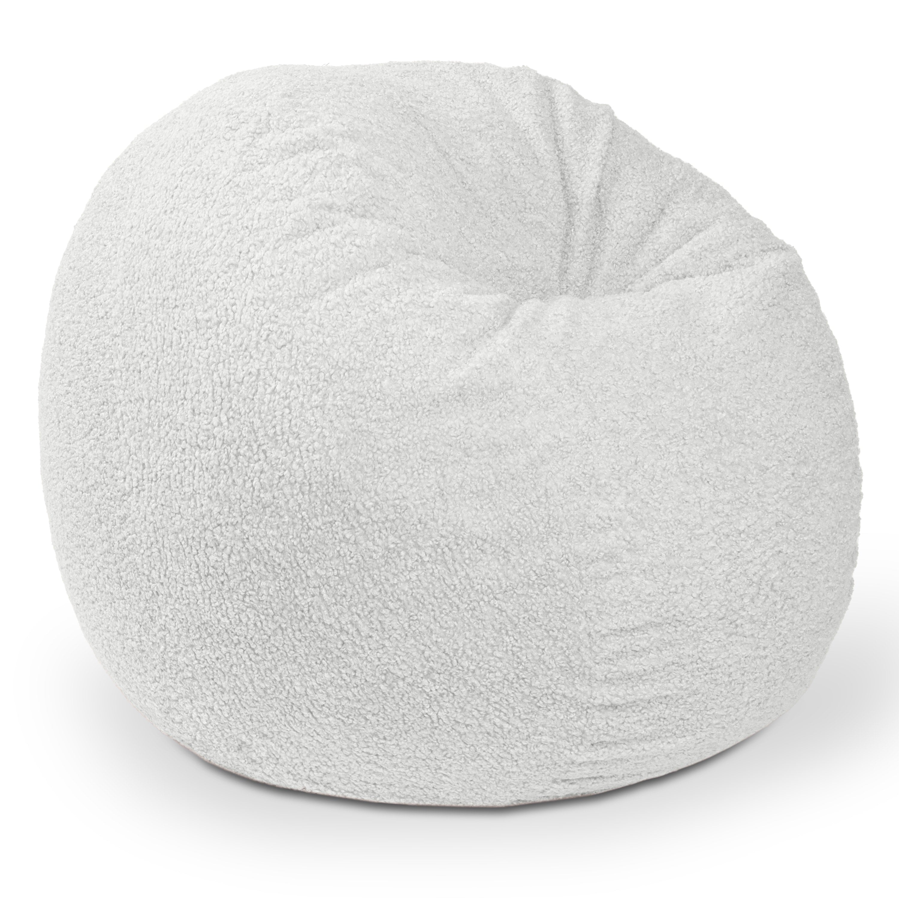 Jaxx Saxx Shearling Faux-Lamb 4 Ft Large Round Bean Bag for Modern Interior Design (Black)