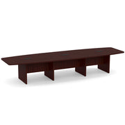OfficeSource Laminate Expandable Boat Shaped Conference Table with Slab Base - 14' - Mahogany
